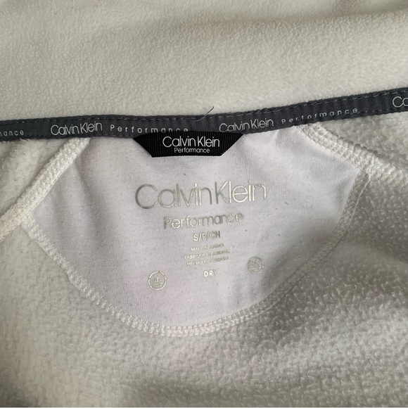 Calvin Klein white zip up collared performance long sleeve size small fleece - Picture 6 of 7